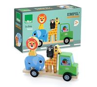 Vilac Impil'animo 4 pezzi-Ingela P.Arrhenius-Auto camion + 1 rimorchio 4 animali elefante, leone, scimmia e giraffa. -Giochi di risveglio legno-Giocattolo per bambini dai 2 anni-7637, 7637