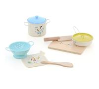 Vilac - La mia piccola cucina natura legno e metallo - Tavola, coltello, pentola, coltello, coltello, spatole - gioco ruolo e abilità motorie - Ispirazione Montessori - Regalo Dinette dai 3 anni