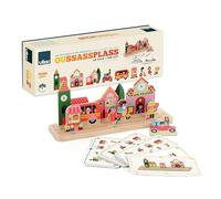 Vilac - Oussassplass La Ville - Ingela P.Arrhenius - 9 Pezzi in Legno + 60 Carte da Gioco con Livelli di difficoltà evolutivi - Giochi di risveglio per Bambini in Legno - dai 3 Anni - 7627