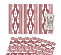 Vilber, Set di 4 Sottopentola Singola in Vinile Lavabile, Impermeabile, Antimacchia, Antiscivolo, Antiaderente e Resistente al Calore Stile Ikat-Maiorca, Mantovana Rosso
