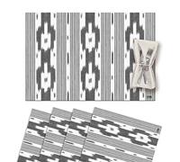 Vilber, Set di 4 Sottopentola Singola in Vinile Lavabile, Impermeabile, Antimacchia, Antiscivolo, Antiaderente e Resistente al Calore Stile Ikat-Maiorca, Mantovana Grigio