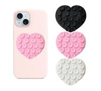 Vilbocr 3 supporti in silicone a ventosa per telefono, a forma di cuore, antiscivolo, accessori per selfie e video, per tutti i telefoni cellulari (bianco, rosa, nero)