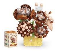 Vilbocr Blocchi botanici in miniatura Collezione Ufficio Natale Compleanno Festa Fiori Artificiali Fiori Secchi Decorazione Fiori Costruzione Giocattolo San Valentino e Festa della Mamma (Mocha Rose)