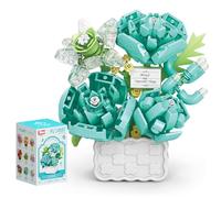 Vilbocr Blocchi botanici in miniatura Collezione Ufficio Natale Festa di Compleanno Fiori Artificiali Fiori Secchi Decorazione Fiori Costruzione Giocattolo San Valentino e Festa della Mamma (Maga Blu)