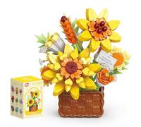 Vilbocr Blocchi botanici in miniatura Raccolta Ufficio Natale Compleanno Festa Fiori Artificiali Fiori Secchi Decorazione Fiori Costruzione Giocattolo San Valentino e Festa della Mamma (Girasoli)