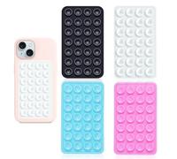 Vilbocr Confezione da 4 supporti a ventosa per telefono con retro adesivo, 28 micro impugnature per aspirapolvere, per bagno, cruscotto auto, palestra, si attacca a piastrelle, vetro, specchio (blu