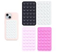 Vilbocr Confezione da 4 supporti a ventosa per telefono con retro adesivo, 28 micro impugnature per aspirapolvere, per bagno, cruscotto auto, palestra, si attacca a piastrelle, vetro, specchio (nero