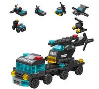 Vilbocr Set di mattoncini da costruzione, auto della polizia, camion dei pompieri, ambulanza, serbatoio, elicottero di salvataggio e veicoli da costruzione, giocattolo STEM, bambini dai 6 anni in su