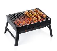 Vilde Barbecue a carbonella pieghevole con design a valigetta, 37,5 x 9 x 31 cm, in acciaio, per carbonella e bricchette da barbecue, robusto, facile da pulire, per la casa