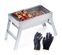 Vilde Barbecue a carbonella pieghevole e portatile, 46 x 21 x 27 cm, in acciaio, per carbonella e bricchette, robusto, facile da pulire, per la casa