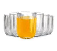 Vilde Bicchieri da 250 ml x6 Set di bicchieri in vetro scanalato | trasparente per succo, limonata, cocktail, whisky, lavabili in lavastoviglie
