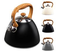 VILDE Bollitore a gas moderno automatico, 3 l, a induzione, bollitore per flauto, in legno, colore: nero