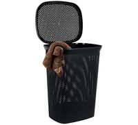 Vilde Cesto portabiancheria con coperchio apribile, nero, 60 l, 45 x 37 x 60 cm