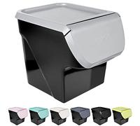 Vilde Contenitore portaoggetti, per verdure, frutta, cipolla, patate, aglio, con patta, per alimenti, 13 l, prodotto in UE (nero/grigio)