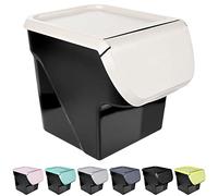 Vilde Contenitore salvafreschezza per verdure, frutta, cipolle, patate, aglio, con sportello, per alimenti, 13 l, colore nero, colore cenere