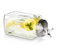 Vilde Dispenser per bevande con rubinetto da 3,3 l, vetro con supporto, dispenser per limonata a barile, dispenser per succhi di frutta, acqua e feste