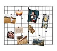 Vilde Griglia fotografica da parete, set da 2 pezzi, 58 x 36 cm, con 12 graffette, espandibile fino a 72 cm, colore nero, griglia da parete per foto, appunti e decorazioni, montaggio orizzontale e