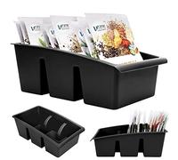 Vilde Organizer da cucina, contenitore per spezie, zuppe per sacchetti, con 3 scomparti, colore nero, 25 x 15 x 9 cm, prodotto in UE