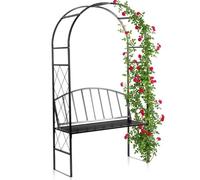 Vilde Pergola da giardino con panca, nero, 115 x 50 x 210 cm