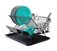 Vilde Scolapiatti con portaposate, Dish Drying Rack, scolapiatti, scolapiatti, piccolo | 45 x 32 x 25,5 cm | scolapiatti nero