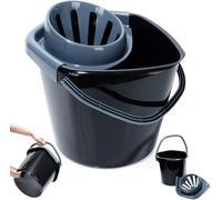 Secchio per tacchino, in plastica, con strizzatore, nero, 10 l