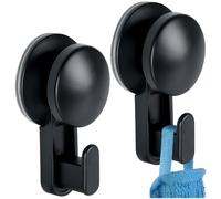 Vilde Set di 2 ganci autoadesivi da parete - forti ventose per superfici lisce - Riutilizzabili e senza forature - Ideale per cucina e bagno - Nero - 5,5 cm Ø - Versatile