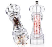 Vilde Set di 2 macinaspezie manuale, altezza 16 cm, con meccanismo in ceramica, macinino trasparente per sale e pepe, facile da riempire e pulire, design classico, per cucina e gastronomia