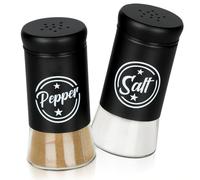 Vilde Set di 2 spargispepe in vetro con coperchio in metallo, per tavolo e cucina, design classico, per dosare sale e pepe