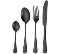 Vilde Set di posate da 16 pezzi, colore nero | per 4 persone, in acciaio inox, cucchiai, forchette, coltelli e cucchiaini da tè, per tutti i giorni e gli ospiti