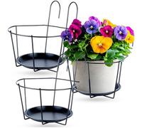 Vilde Set di supporti per vasi da balcone, in metallo, per balcone, terrazza, stabile