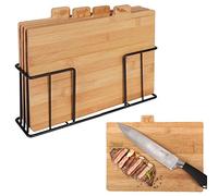 VILDE Tagliere in bambù con supporto in metallo, 28 x 20 cm, set da 4 pezzi, ampia gamma di applicazioni