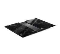 Vilde Tagliere in vetro, effetto marmo, nero, 60 x 52 cm | Set di 2 pezzi in vetro temperato, taglio e copertura per fornelli, antiscivolo, resistenti al calore fino a 150 °C