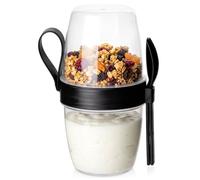 Vilde Tazza per yogurt da asporto, 800 ml, con cucchiaio e forchetta, contenitore per cereali e cereali da viaggio, pratico contenitore per il pranzo e la preparazione dei pasti per scuola, ufficio e