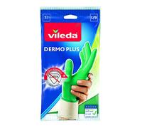 Vileda 146201 Dermo Plus Guanti Casalinghi in Nitrile, Misura L, Verde