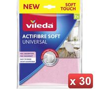 VILEDA 30 PEZZI - PANNO ACTIFIBRE SOFT PZ.2 IN 15 CONFEZIONI 4023103240810