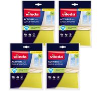 Vileda Actifibre Pro Panni per Vetri 4 pezzi - Microfibra PVA lavabili