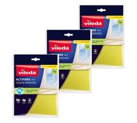 Vileda Actifibre Pro Panno per vetri 3 pezzi microfibra PVA lavabile 60°C