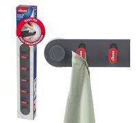 Vileda Barra Ganci Adesivi per Cucina e Bagno - 5 Ganci extra resistenti - Carico massimo 5 kg - Ganci Plastica senza Forare - Ideale per Cucina, Bagno e Casa - Appendi Strofinacci Cucina