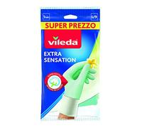 Vileda Extra Sensation, guanti in lattice con rivestimento interno in cotone, massima sensibilità al tatto, adatto per lavori domestici delicati, vestibilità aderente, 3 misure: S-M-L, confezione da 3