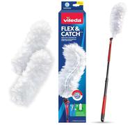 Vileda Flex & Catch - Kit per spolverare resistente con 3 ricariche usa e getta, manico estensibile da 9,6 m con gancio per spolverare permanente, intrappola 3 volte più polvere rispetto ai piumini