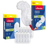Vileda Flex&Catch Scopa per la polvere con manico corto, 12 ricambi - 179432