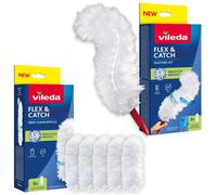 Vileda Flex&Catch Scopa per polvere con manico corto, 7 ricambi inclusi