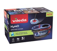 Vileda H2PrO Spin Mop Sistema lavapavimenti con centrifuga | Separazione acqua pulita e sporca | Sistema a due serbatoi | Strizzatura senza sforzo con pedale | Fiocco in microfibra | Design ergonomico