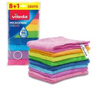 Vileda Microfibra Colors 9 Panni Lavabili in Lavatrice Riutilizzabili 30x30 cm