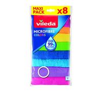 Vileda Microfibre Colors, panni multiuso in 100% microfibra, lavabili in lavatrice a 60°C, riutilizzabili, colori assortiti, 30 x 30 cm, 9 pezzi