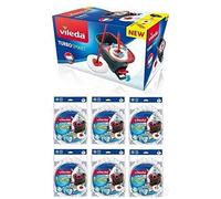 Vileda New Mocio Turbo Smart con Secchio a Pedale Piu 6 ricambi Inclusi in Microfibra