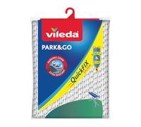 Vileda Park&Go copriasse da stiro universale, con area parcheggio, cotone | 100% cotone | strato in spugna | area poggiaferro termoresistente | clip fermacorda | per assi 30-45 x 110-130 cm