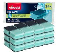 Vileda ProClean Multipack 24 Spugne abrasive High Foam | Enzimi Attivi per Igiene Prolungata | Elevato potere pulente | Eccezionale Assorbenza | Design Ergonomico | Turchese | Confezione da 24