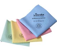 Vileda Professional Panno in Microfibra PURmicro Colors Professionale multiuso, Risultati eccellenti senza striature, Pulizia vetri finestre, Confezione da 4 pz, Blu, Rosso, Giallo, Verde, 38x35 cm