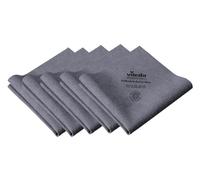 Vileda Professional, Panno Purmicro Active MAX, Grigio, 5u, Microfibra XL, Rivestimento PUR, Antimacchia superfici lisce, Vetro e Inox, Alta assorbenza, Asciugatura senza residui, 50x44cm